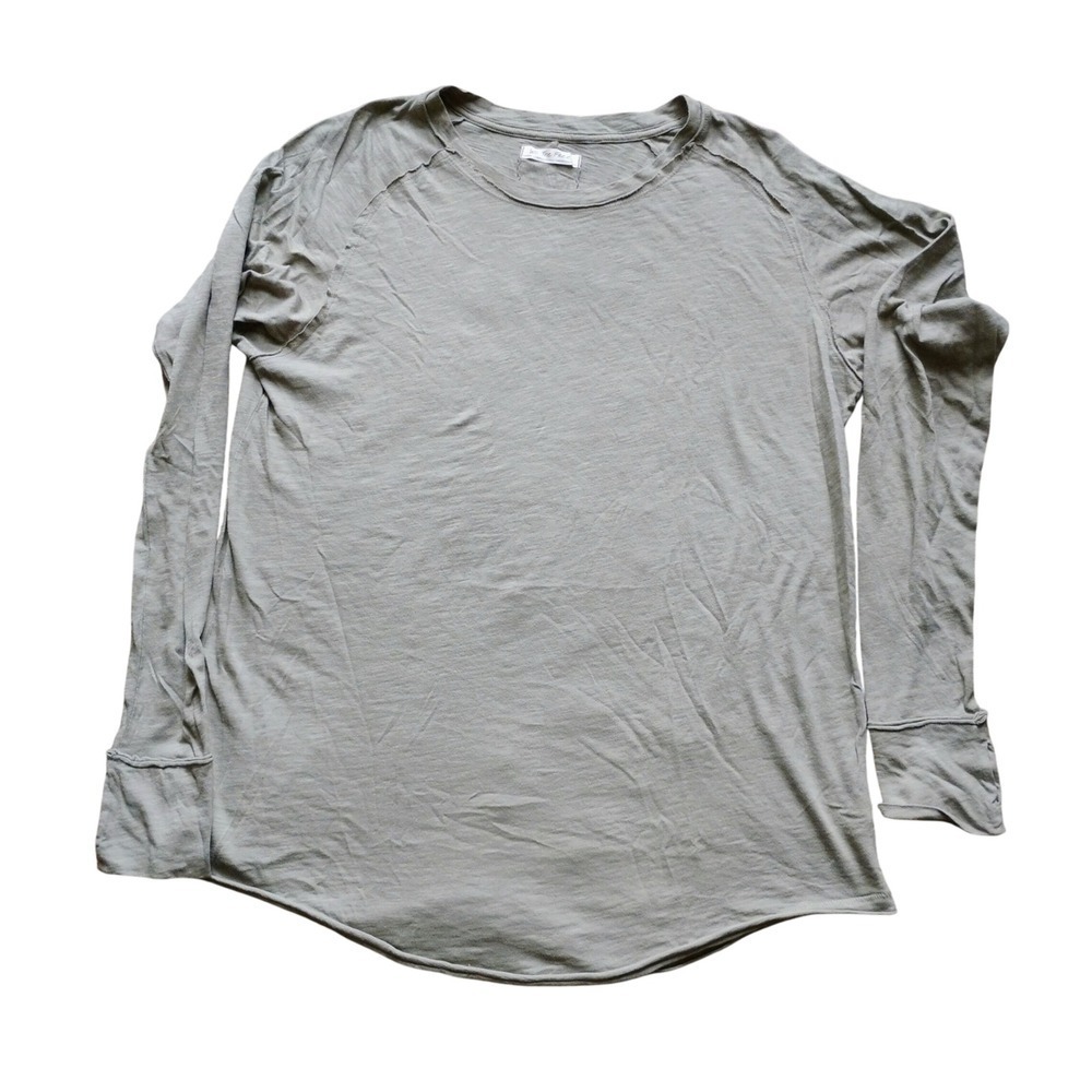 We The Free Women's Arden  Large Long Sleeve Thumb Hole Top Tee Olive Green